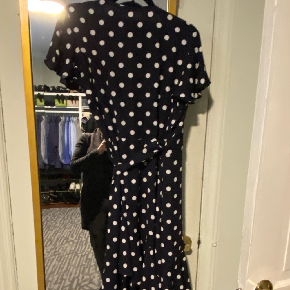 NWT papilla dot navy and white wrap dress